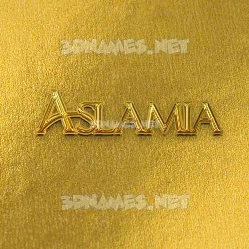 aslamia in All Gold style - 3D name wallpaper
