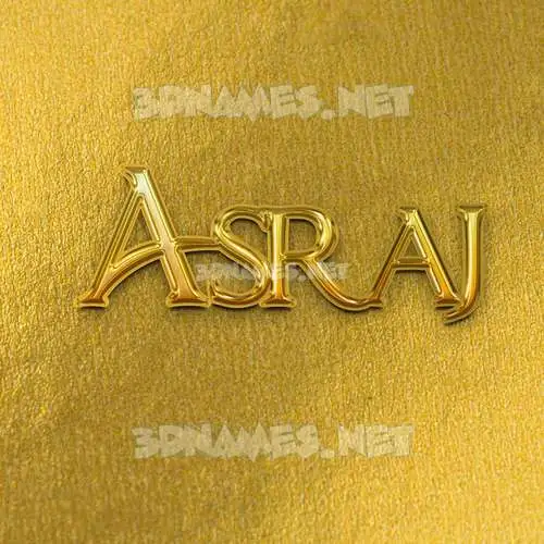 asraj in All Gold style - 3D name wallpaper