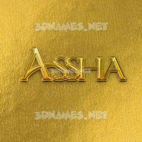 assha in All Gold style - 3D name wallpaper
