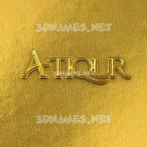 atiqur in All Gold style - 3D name wallpaper
