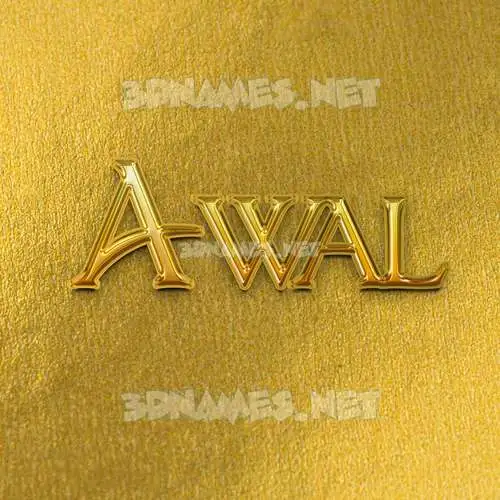awal in All Gold style - 3D name wallpaper