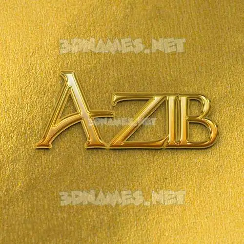 azib in All Gold style - 3D name wallpaper