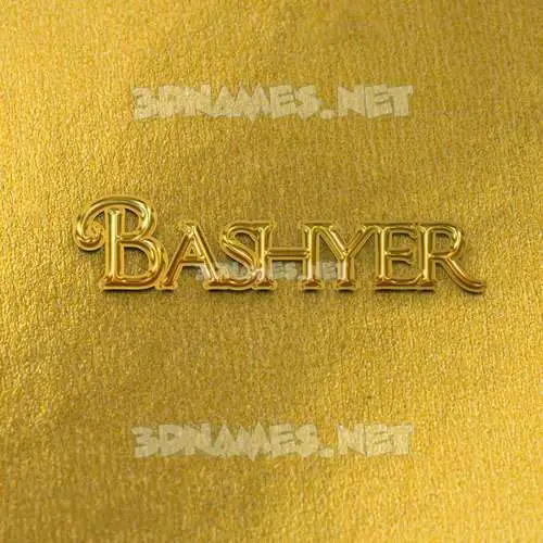 bashyer in All Gold style - 3D name wallpaper