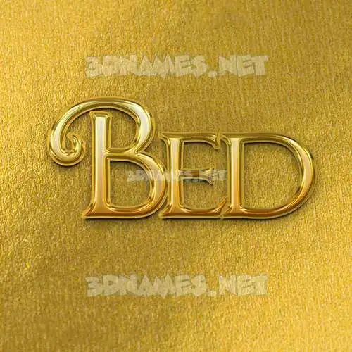 bed in All Gold style - 3D name wallpaper bed in All Gold style - 3D name wallpaper