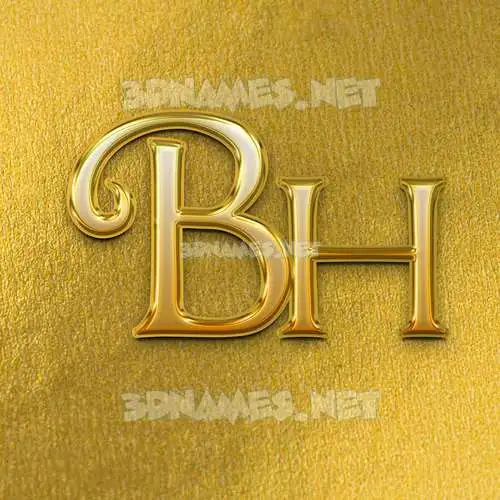 bh in All Gold style - 3D name wallpaper