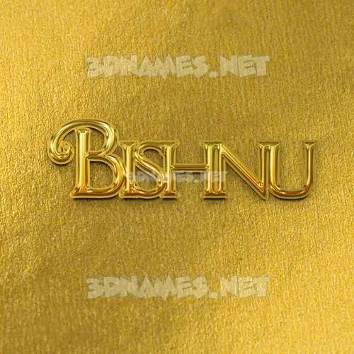 bishnu in All Gold style - 3D name wallpaper