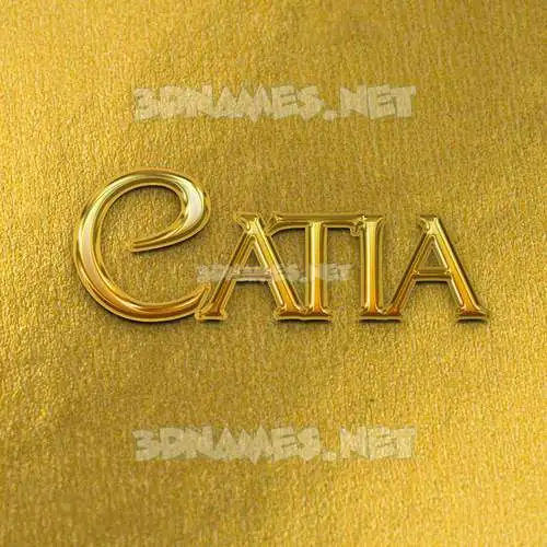catia in All Gold style - 3D name wallpaper