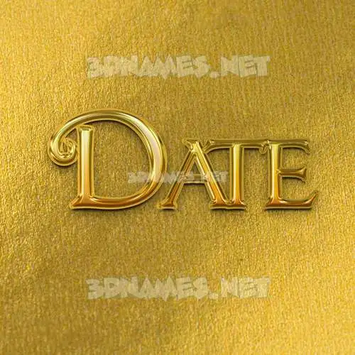 date in All Gold style - 3D name wallpaper