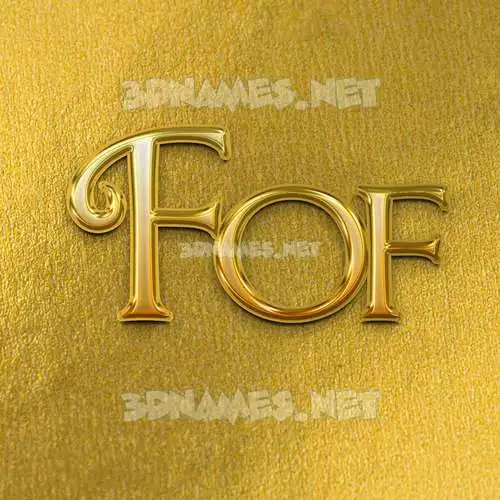 fof in All Gold style - 3D name wallpaper fof in All Gold style - 3D name wallpaper
