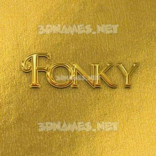 fonky in All Gold style - 3D name wallpaper