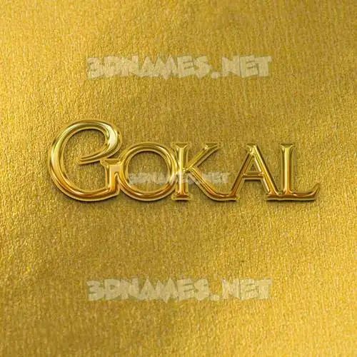 gokal in All Gold style - 3D name wallpaper
