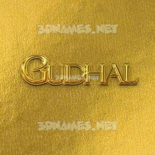 gudhal in All Gold style - 3D name wallpaper