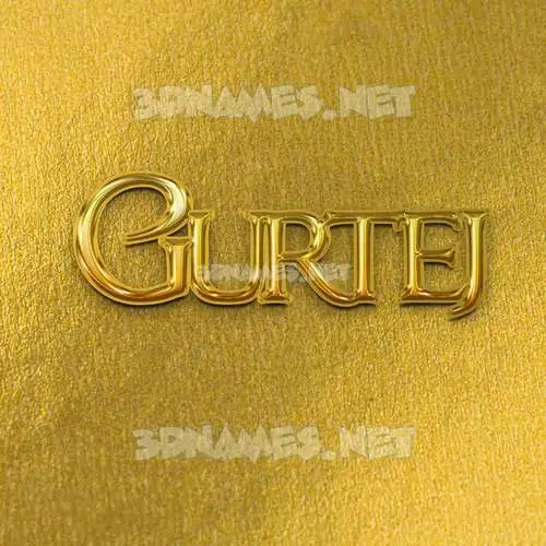 gurtej in All Gold style - 3D name wallpaper