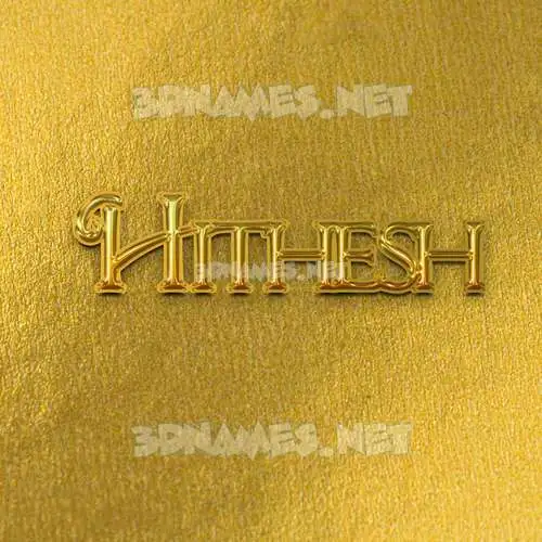 hithesh in All Gold style - 3D name wallpaper