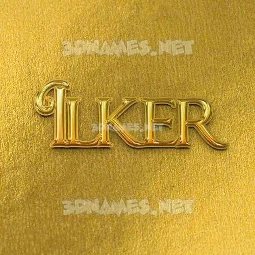 ilker in All Gold style - 3D name wallpaper