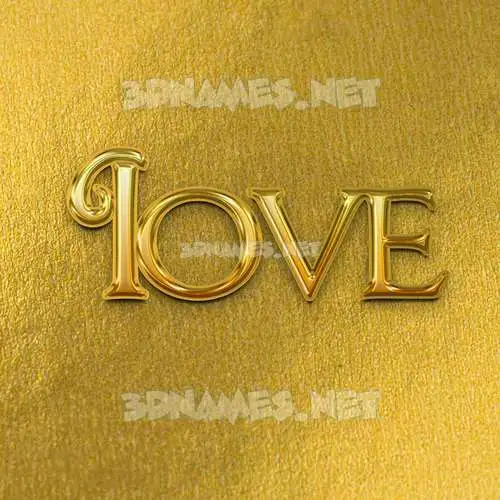 iove in All Gold style - 3D name wallpaper
