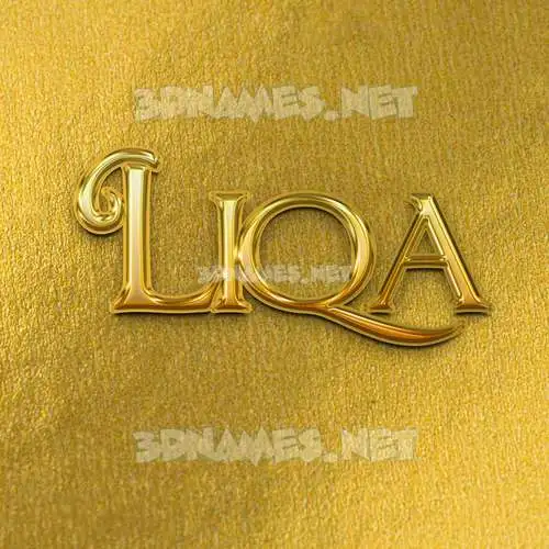 liqa in All Gold style - 3D name wallpaper