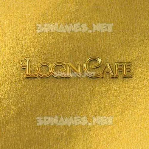 login cafe in All Gold style - 3D name wallpaper