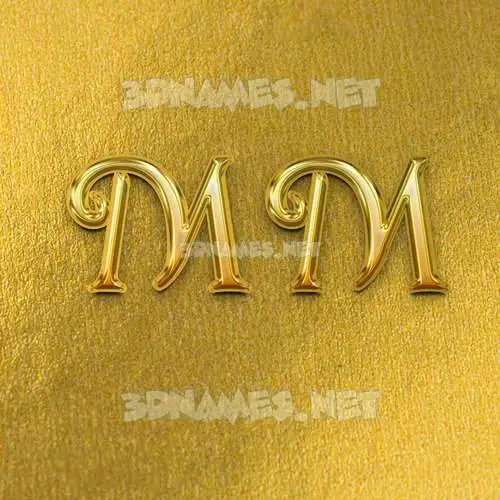 m m in All Gold style - 3D name wallpaper