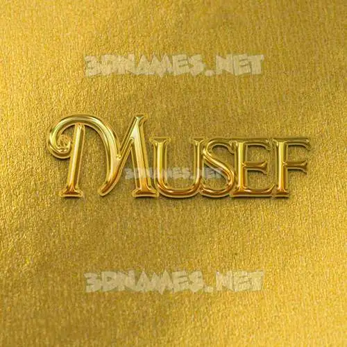 musef in All Gold style - 3D name wallpaper