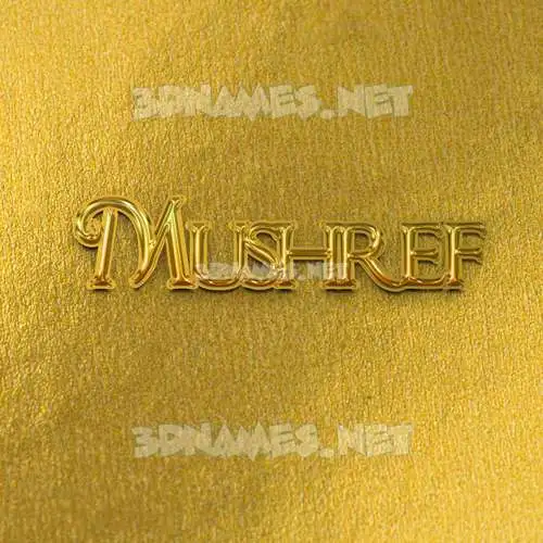 mushref in All Gold style - 3D name wallpaper