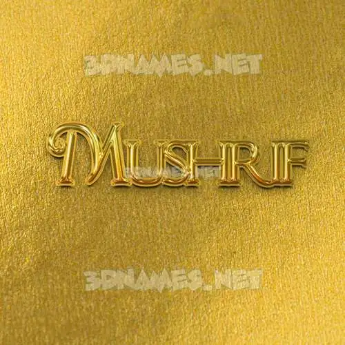 mushrif in All Gold style - 3D name wallpaper