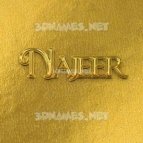 najeer in All Gold style - 3D name wallpaper