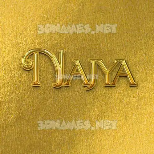 najya in All Gold style - 3D name wallpaper