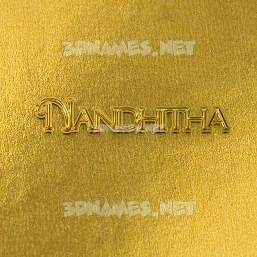 nandhitha in All Gold style - 3D name wallpaper