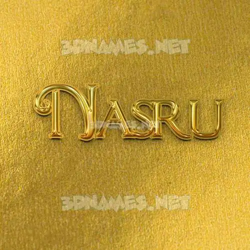 nasru in All Gold style - 3D name wallpaper