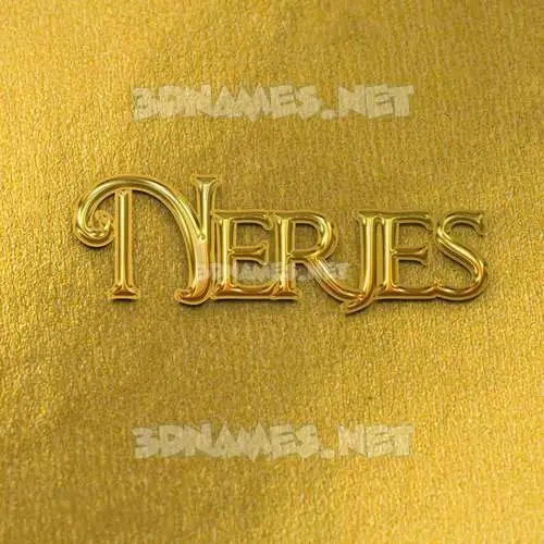 nerjes in All Gold style - 3D name wallpaper