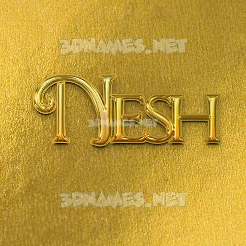 nesh in All Gold style - 3D name wallpaper