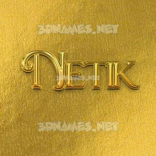 netik in All Gold style - 3D name wallpaper