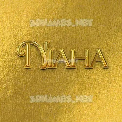 niaha in All Gold style - 3D name wallpaper