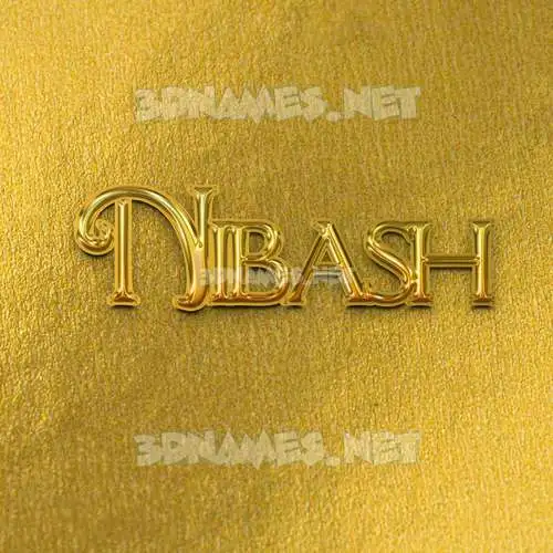 nibash in All Gold style - 3D name wallpaper