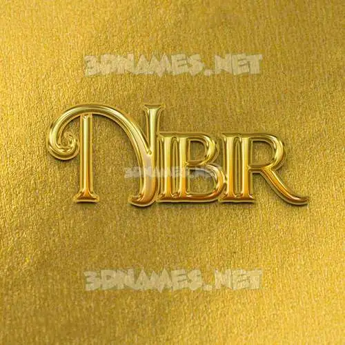nibir in All Gold style - 3D name wallpaper