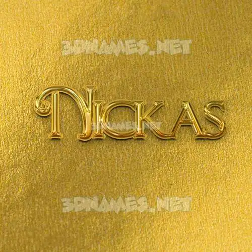 nickas in All Gold style - 3D name wallpaper