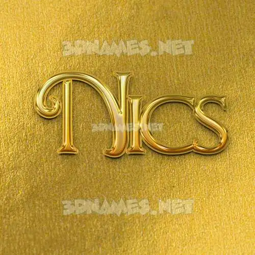 nics in All Gold style - 3D name wallpaper nics in All Gold style - 3D name wallpaper