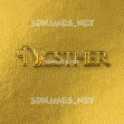 nicsther in All Gold style - 3D name wallpaper