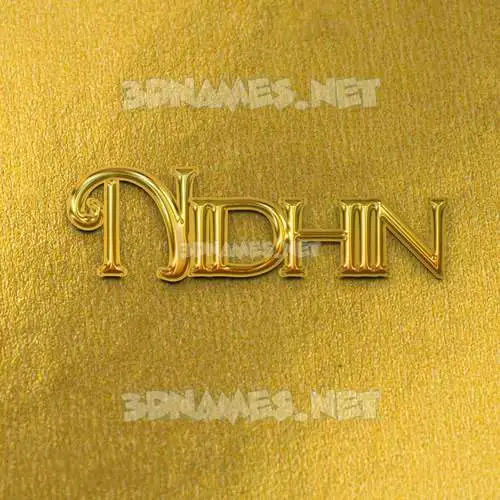 nidhin in All Gold style - 3D name wallpaper