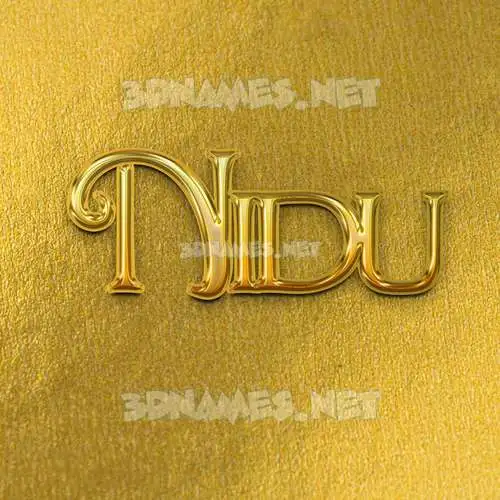 nidu in All Gold style - 3D name wallpaper