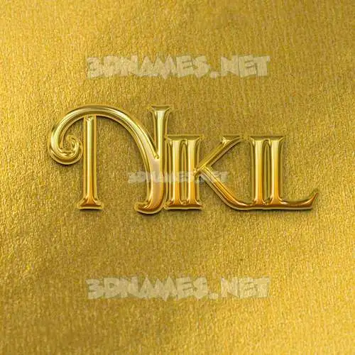 nikil in All Gold style - 3D name wallpaper