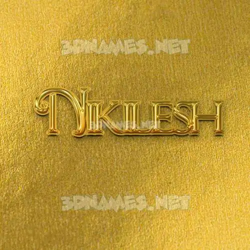 nikilesh in All Gold style - 3D name wallpaper