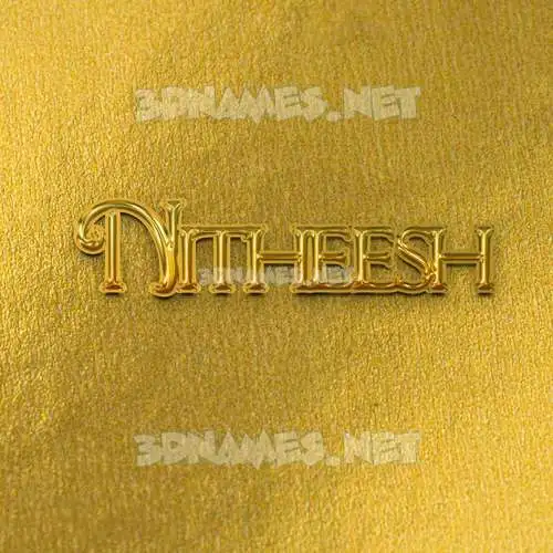 nitheesh in All Gold style - 3D name wallpaper