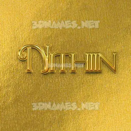 nithiin in All Gold style - 3D name wallpaper