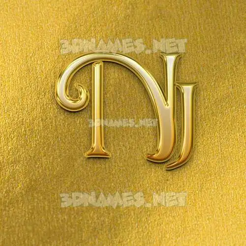 nj in All Gold style - 3D name wallpaper