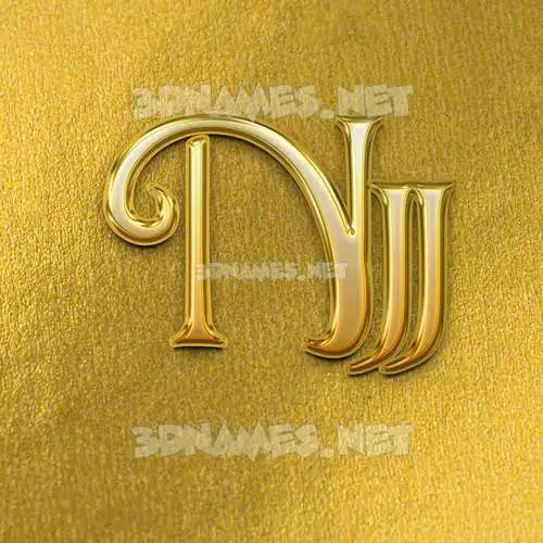 njj in All Gold style - 3D name wallpaper