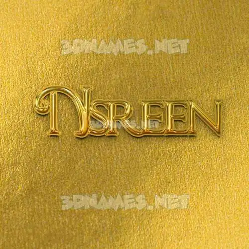 nsreen in All Gold style - 3D name wallpaper