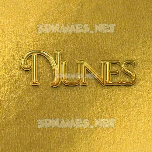 nunes in All Gold style - 3D name wallpaper