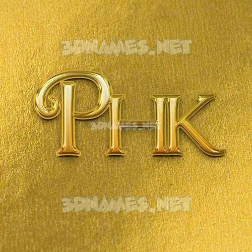 phk in All Gold style - 3D name wallpaper